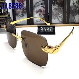 mens women new fashion sport sunglasses for women rimless vintage retro golden buffalo horn glasses stand clear rectangle lens with box 2043