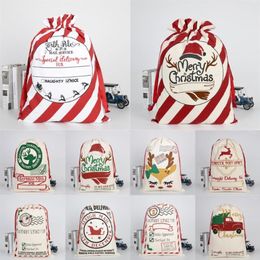 Xmas Large Christmas Stockings Bags Sacks Hessian Santa Gift Sack Decoration Bag Candy Present Storage Drawstring Bag 11 Styles 2176