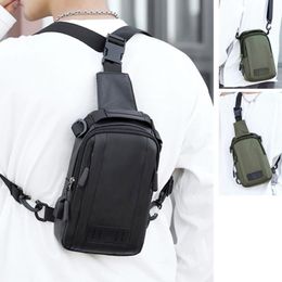 Backpack Nylon Men Rucksack Knapsack USB Charging Port Male Military Sling Messenger Crossbody Chest Pack Bag Daypack 264q