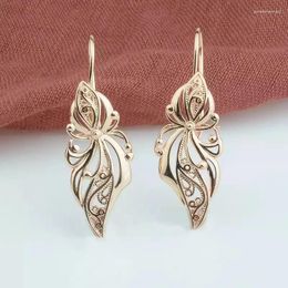 Dangle Earrings Fashion Gold Colour Hollow Flower Leaf Pendant Jewellery For Girls Women High Quality Party Gifts