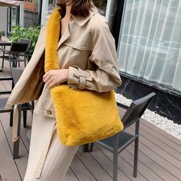 Evening Bags Soft Plush Faux Fur Handbags For Ladies Elegant Furry Female Messenger Bag Casual Large Capacity Women Shopping Tote Purse