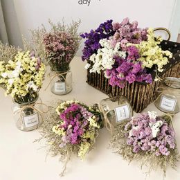 Decorative Flowers Natural Dried Flower With Vase Myosotis Birthday Party Wedding For Decoration Woman Home Living Room Decor Accessories