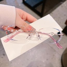 Sunglasses Frames Women Eyeglass Glitter Lenses Pure Titanium Coloured Prescription Glass Frame Rimless Optical Light Weight