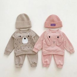 Clothing Sets 2Pcs For Born Baby Cute Cartoon Long Sleeve Pullover Hoodie Pants Children's Clothes Waffle Infant Sports Casual Outfits