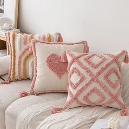 Pillow Pink Tufted Sofa Cover Home Decoration Small Fresh Love Removable Bedroom Headboard Square