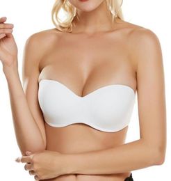 New Women Sexy Strapless Bras Adjusted Straps Thin Unpadded Underwire Push Up 40B 42B 44B 46B 40C 42C 44C 46C Drop1222130