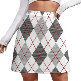 Skirts Gray Argyle Mini Skirt Dresses Summer Woman 2024 Clothing Female