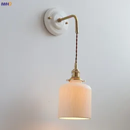 Wall Lamp IWHD Ceramic Copper LED Bathroom Mirror Light 4W Bulb Switch On The Socket Bedroom Living Room Nordic Modern Sconce