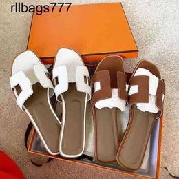 Slipper Oran Home Designer Leather Women Sandals Slide Summer Flats Fashion Flat Beach Womens Letter 35-42 Original High Quality