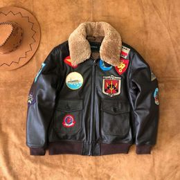 NOVO PRODUTO: Lingyun G1 Top Camada Cazeiro Voador de Caos Vidosos American Style Pilot Jacket, jaqueta de couro genuína