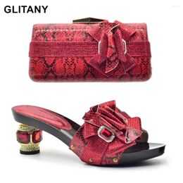 Dress Shoes Latest Italian With Matching Bags Set Decorated Rhinestone Nigerian Women Party Pumps Purse Luxury Sandals