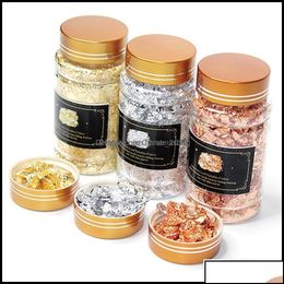 Craft Tools Arts Crafts Gifts Home Gardenmetal Gold Foil Flakes Sliver Copper Metallic Sequins Glitters Leaf Flake Gilding Diy Jewel Dhwky