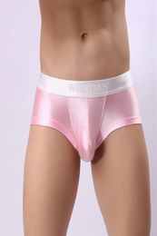 Woxuan Silk Underwear Men Boxer Shorts Pouch Big Penis Lycra Bulge Panties Shiny Underpants Seamless Enhances Boxershorts Pink27938184813