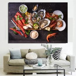 Seafood Spice Fruit Vegetable Canvas Painting Posters and Prints Wall Art Pictures Bedroom Living Room Home Decor No Frame