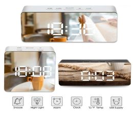 Other Clocks Accessories LED Mirror Alarm Clock Electronic Time Temperature Display Digital Snooze Table USB Charging Multifunc5023163