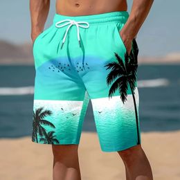 Summer Colourful Hawaiian Print Beach Pants Mens Lightweight LooseFitting LaceUp Gym Shorts Casual Sports with Pockets 240523