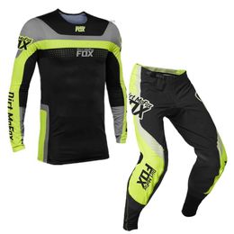 Cycling Jersey Sets Motochross MX ATV 360 Mirer Gear Set 2023 Jersey Pants Combo Men Kits Off Road Moto Dirt Bike Cycling Adult Black Green Suit