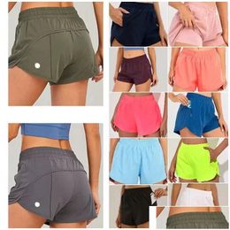 Yoga Outfits Womens High Waist Shorts Exercise Short Pants Fitness Wear Girls Running Elastic Adt Sportswear Gym Lined Dstring Size Dr Ot3Br