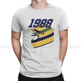 Cycling Shirts Tops F1 Car Racing Vintage Senna Helmet Tshirt Homme Men Streetwear 4XL 5XL 6XL 100% Cotton T Shirt