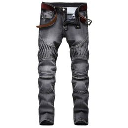 Men's Plus Size Pants New Mans Mens Skinny Jean Loose Straight-leg Distressed Ripped Male Hip-hop Deinim Men Scratch Jeans 249L