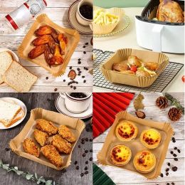 Large Air Fryer Disposable Parchment Paper Liner Oil-proof Paper Tray Non-Stick Baking Mat Air Fryer Accessories SquareRound