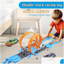 Diecast Model Cars Car Stunt Speed Double Wheels Racing Track Diy Assembled Rail Kits Catapt Boy Toys For Children Gift 220930 Drop De Otlfy