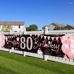 Party Decoration Happy 80th Birthday Yard Sign Banner Supplies Black Rose Gold