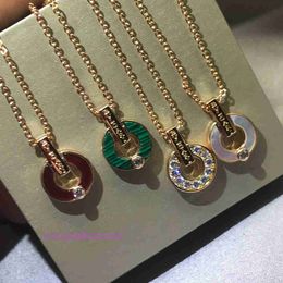Classic Fashion Bolgrey Pendant Necklaces full diamond round cake coin style collarbone chain female fritillaria light luxury temperament V gold copper necklace