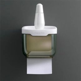 Wall Mount Bathroom Tissue Box Punch-Free Phone Holder Rack Toilet Paper Holder Waterproof Shelf Organiser Paper Towel Holder