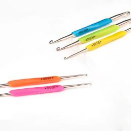 Silicone Metal Handle Crochet Hooks Needles DIY Sweater Knitting Double Head Weave Crafts Sewing Crochet Hook Tools