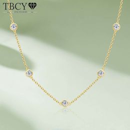 Fashion Necklace Designer Jewellery Sailormoon TBCYD 4mm 3cttw Round Bubble D Colour Moissanite Chokers Necklaces For Women S925 Silver 18k Gold Plated Neck Chain Gift