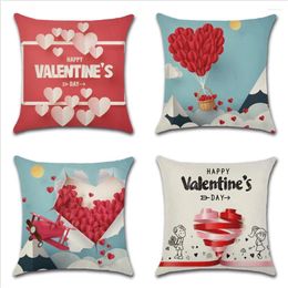 Pillow Love Pattern Cover Valentine'S Day Decoration Pillowcase Linen S Covers Heart Living Room Pillows Cases