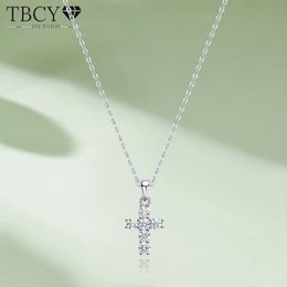 TBCYD D Colour Cross Pendant For Women 18k White Gold Plated S925 Sterling Silver Necklace Chain Wedding Fine Jewellery 240527