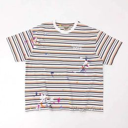DEPT. 23SS Hand drawn Graffiti Speckled Colourful Stripes Loose Short sleeved T-shirt for Men and Women