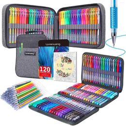 Раскраски набор взрослых 120 викид гель -ручки тонкие заправки с раскрашенным блеском