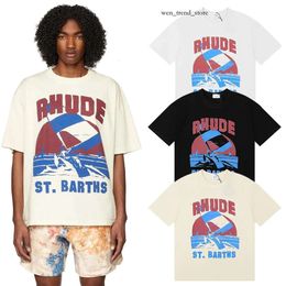 Camicia rhude 23ss primavera estate maglietta americana skateboard designer maschile maglietta da uomo da donna maglietta casual maglietta da uomo