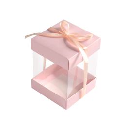 10pcs Square Pink Gift Transparent PVC Box Display Cases Dustproof Storage Wedding Favor Party Decor Clear Gift Display Case