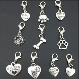 100pcs lot High quality Mixing Animal Dog Paw Prints & bones & dog bowl Charm Pendant Necklace Bracelet DIY Jewellery Making Finding A40 276b