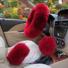 Steering Wheel Covers Cover Soft Plush Winter Unique Long Wool Personality Individuality Three Piece