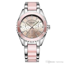 Luxurious Brand Fashion Quartz dive Watch Pink Women Diving Ladies False Ceramic strap Watches Waterproof high quality sports Wristwatc 208h