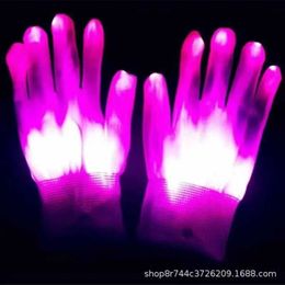 5PCX Led Rave Toy 1 piece of Colourful flashing Colour changing luminous gloves stage cool LED gloves night running bar atmosphere props d240527
