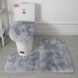 Carpets Tie Dyed Long Hair Bathroom Absorbent Carpet Three Piece Set Of Anti Slip Footrest For Toilet Bath Mat Home Decor Rugs Cover