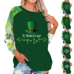 Women's T Shirts Stylish Raglan Sleeve Top St. Patrick's Day Print Casual Round Neck Sweatshirt Official Store Vestidos Para Mujer