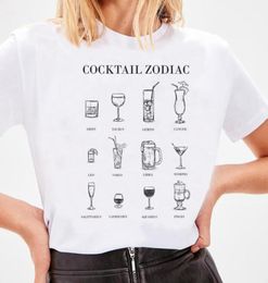 Cocktail Zodiac Women Funny T Shirts Hipster Alcohol Shirt Cute Ladies Tops Graphic Tees Femme Tshirts Aesthetic Clothes Women05012903