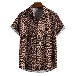 Leopard Hawaiian Sexy Floral Male Camisa Slim Fit Short Sleeve Party Beach Casual Mens Shirts For Man Clothing Social Retro 240527
