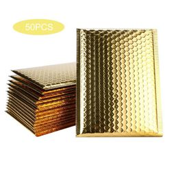 50PCS Gold Colour Bubble Mailers Padded Envelopes Lined Poly Mailer Self Seal aluminizer Packaging Shipping Padded Envelopes 249i