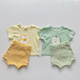 Clothing Sets 5794B Korean Baby Set 2024 Summer Candy-colored Suit T Shirt Shorts Boy's Leisure Two Piece