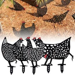 Garden Decorations 5Pcs Black Chicken Stakes Set Acrylic Animal Shape Statues Decoration For Outdoor Yard