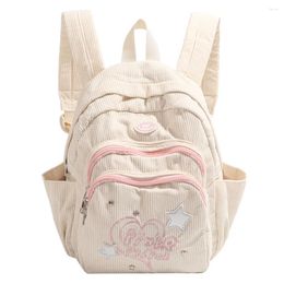 School Bags Corduroy Backpack Fashion Students Y2K Stylish Laptop Multi-pocket Trendy Teenagers Daypack For Kids