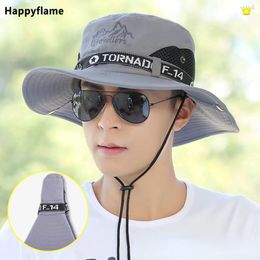 Fashion Summer Bucket Hat Sun Hats for Men Outdoor Fishing Travel Safari UV Protection Beach Hats Mesh Breathable Wide Brim Hat 220519 2056